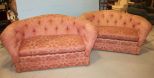 Matched Pair of Baker Furniture Tufted Love Seats