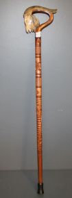 Hand Carved Goat Head Cane