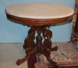 Victorian Walnut Marble Top Table