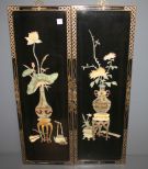Two Oriental Black Lacquer Wall Plaques