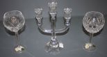Marquis by Waterford Candlestick and Two Waterford Goblets