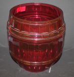 Large Cranberry Glass Barrel