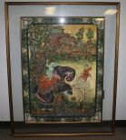 Exceptional Large Painting on Silk of Oriental Scene