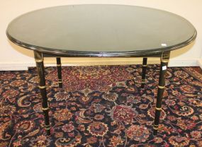 Black Lacquer Oval Glass Top Table