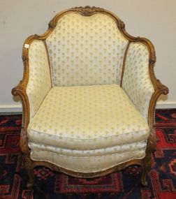 French Style Upholstered Hand Carved Parlor Chair
