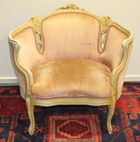 French Style Hand Carved Barrel Back Parlor Chair