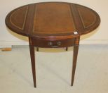 Leather Top Drop Leaf Side Table