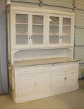 Early Painted White Pine Stepback Cupboard
