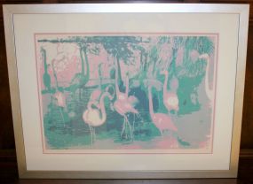 H.C. Porter (MS Artist) Original Screen Print of Flamingos 