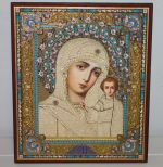 Large Russian Foil Icon of Mother and Child