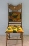 Oak Wood Chair with Patchwork Upholstery