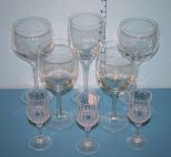 Four Glasses and Six Other Various Stem Glasses
