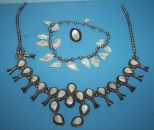 Squash Necklace with Faux Pearl Insets, a Ring with Faux Pearl, and a Necklace with Faux Pearl