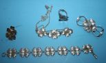 Five Piece Set of Sterling Jewelry in Shape of Cloverleaf Hearts