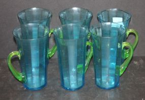 Set of Six Art Glass Mugs