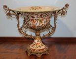 Hand Painted Porcelain and Bronze Centerpiece