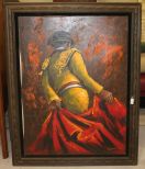 Large Oil Painting of Bull Fighter