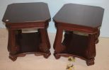 Pair Eight Sided Scroll Leg Side Tables