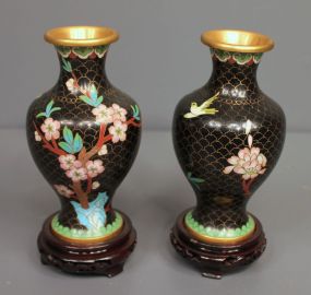 Pair of Cloisonne Vases on Stands