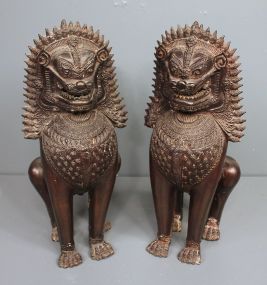 Large Pair of Metal Foo Dogs