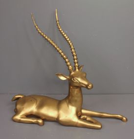 Vintage Reclining Brass Deer