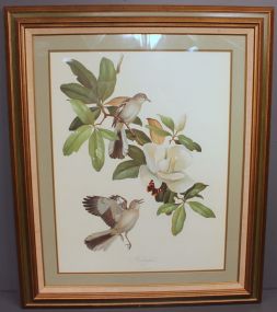 Vintage Magnolia and Mockingbird Print