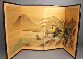 Vintage Hand Painted Folding Screen