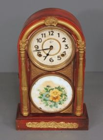 20th Century Faux Grained Arched Design Mantel Clock