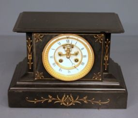 20th Century Hall, Nichol and Company Black Marble Mantel Clock