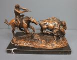 C.M. Russell Bronze of Indian Hunt