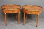 Pair of Henredon Tables with Brass Gallery
