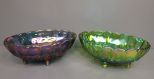 Two Carnival Imperial Glass Oval Fruit Bowls