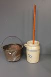 Primitive Crock and Copper Bucket