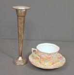 Rosina Pattern Cup and Saucer and Sterling Bud Vase
