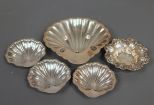 Five Sterling Nut Shell Dishes
