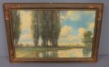 1940's Print of Pond and Trees