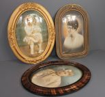 Three Prints in 1940's Oval Frames