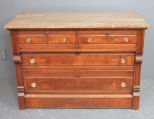 Eastlake Brown and White Marble Top Dresser