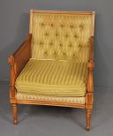 Vintage Upholstered Arm Chair with Cane Sides
