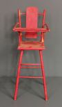 Vintage Painted Red Doll's High Chair