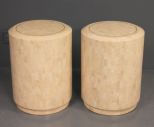 Pair of Contemporary White Lacquer Round End Tables