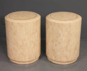 Pair of Contemporary White Lacquer Round End Tables