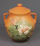 Covered Roseville Jar with Magnolias