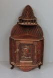 Carved Wood Hanging Corner Cabinet