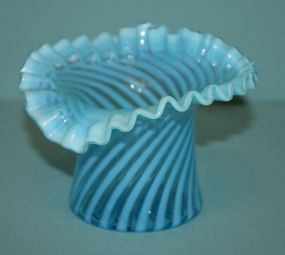 Fenton Blue Spiral Optic Hat Vase