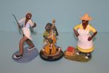 Two FittlesFolks Figurines and a New Orleans Street Musician Figurine