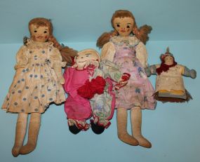 Hand-made Dolls: Daisy, Justina, Clown, Whisk Broom Dolls