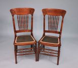 Two Quarter Sewn Oak Spindle Back Chairs