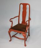 Walnut Queen Anne Style Arm Chair