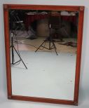 Nice Maple Wood Frame Mirror With Beaded Inset Trim and Decorative Floral Medallions